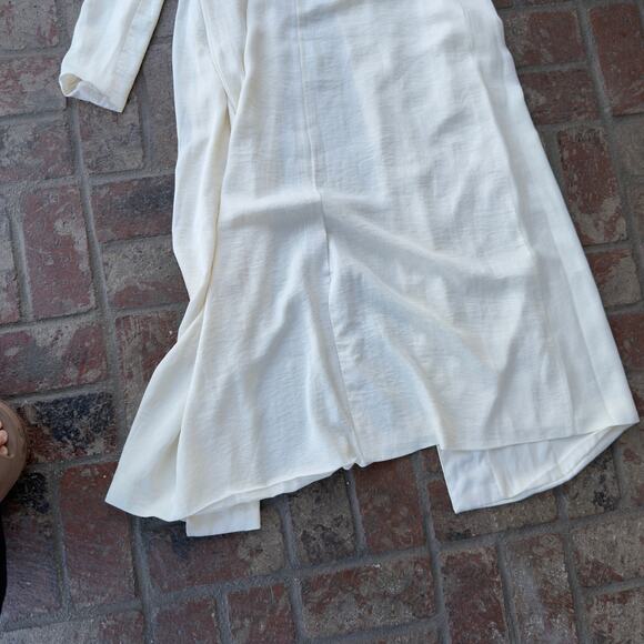 Late Evening Trench Lovers & Friends Bone Colored Long Sleeve Soft Satin Fabric - Picture 8 of 8